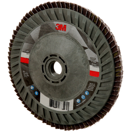 Disque &agrave; lamelles &agrave; changement rapide 769F, 5" x 5/8"-11, Type 27, Grain 40+, C&eacute;ramique Cam Industrial