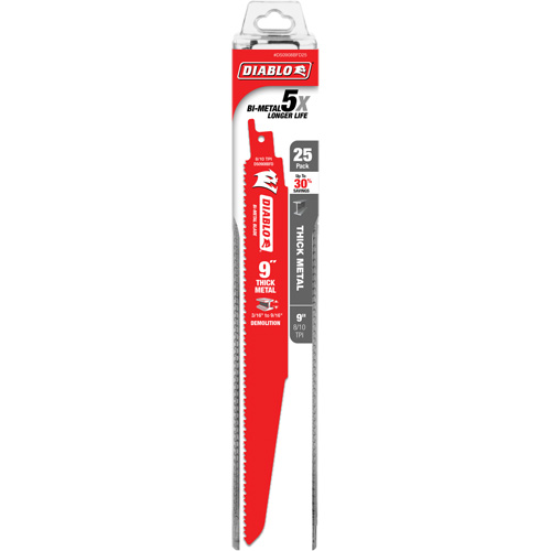 Lame de scie alternative pour la d&eacute;molition et les m&eacute;taux &eacute;pais, Bim&eacute;tal, 8-10 Dents par pouce, 9" lo Cam Industrial