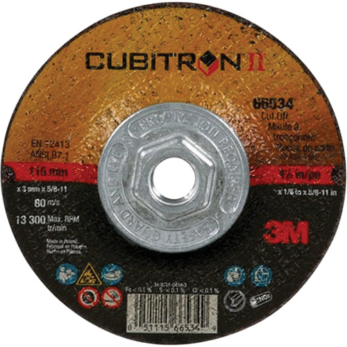 Cubitron II Cut-Off Wheel, 4-1/2" x 1/8", 5/8"-11 Arbor, Type 27, Ceramic Cam Industrial