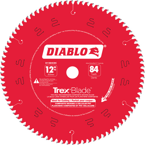 Lame de scie &agrave; d&eacute;couper Trex Blade, 12", 84 dents, Pour Plastique/Plastique Cam Industrial
