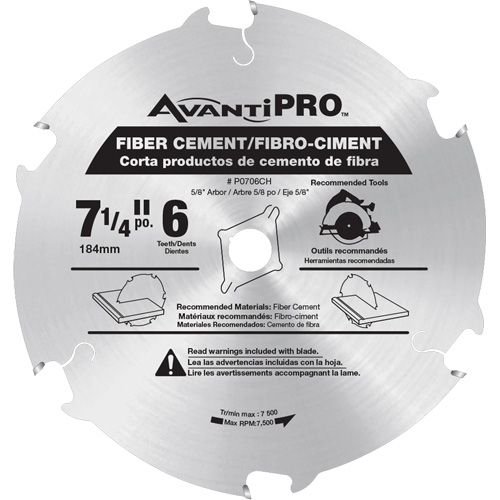 Lame de scie AvantiPro, 7-1/4", 6 dents, Pour B&eacute;ton de fibre Cam Industrial