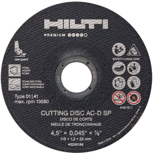 AC-D SP Cut-Off Wheel, 4-1/2" x 0.045", 7/8" Arbor, Type 1, 13580 RPM Cam Industrial