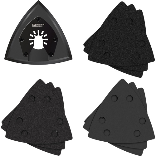 Patin de ponçage triangulaire pour outil oscillant et assortiment de papiers abrasifs One Fit Cam Industrial