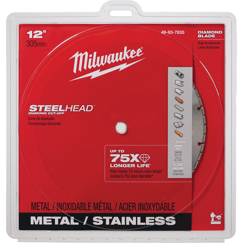 Lame &agrave; tronçonner au diamant Steelhead, 12", Pour M&eacute;tal Cam Industrial