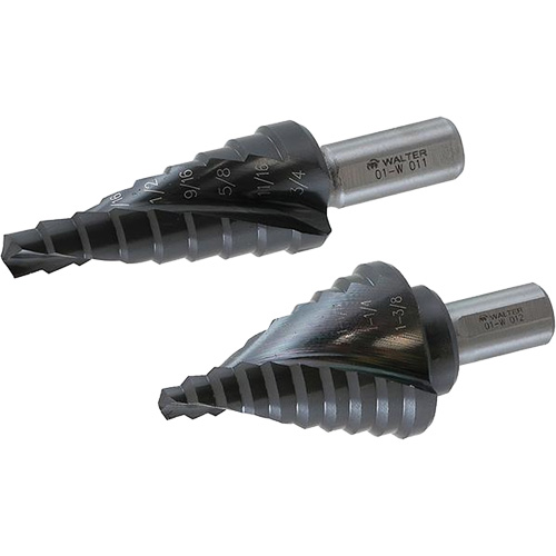 Multi-Step Step Drill Bit, 1/4" - 1" , Titanium Cam Industrial