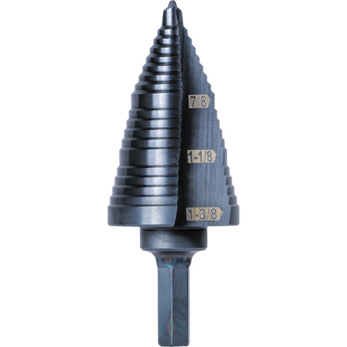 3-Step Drill Bit, 7/8" - 1-3/8" , High Speed Steel Cam Industrial