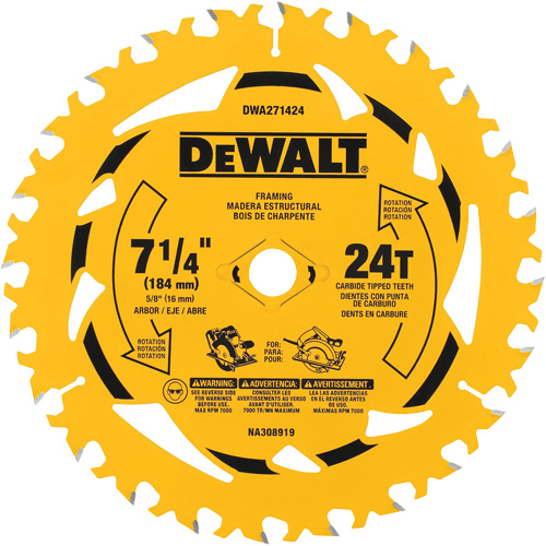 Circular Saw Blade, 7-1/4", 24 Teeth, Wood Use Cam Industrial