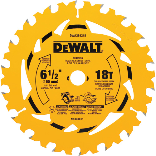 Framing Circular Saw Blade, 6-1/2", 18 Teeth, Wood Use Cam Industrial