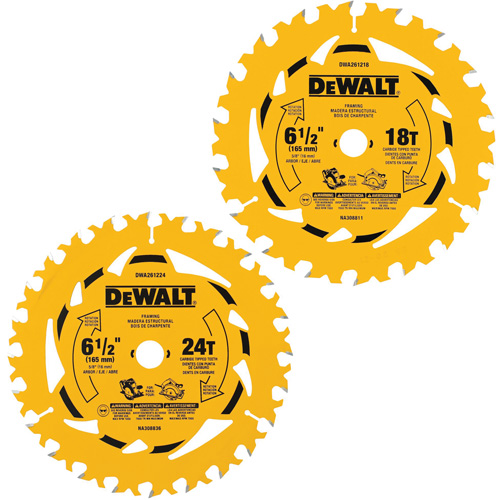 Circular Saw Blade Combo Pack, 6-1/2", 18/24 Teeth, Wood Use Cam Industrial