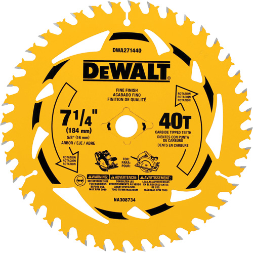 Circular Saw Blade, 7-1/4", 40 Teeth, Wood Use Cam Industrial