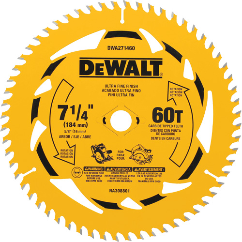 Circular Saw Blade, 7-1/4", 60 Teeth, Wood Use Cam Industrial