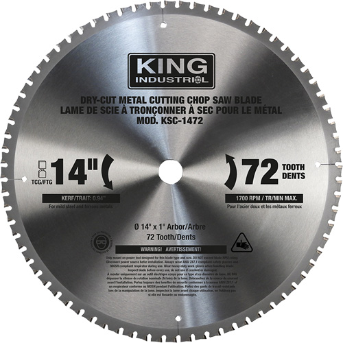 Chop Saw Blade, 14", 72 Teeth, Metal Use Cam Industrial