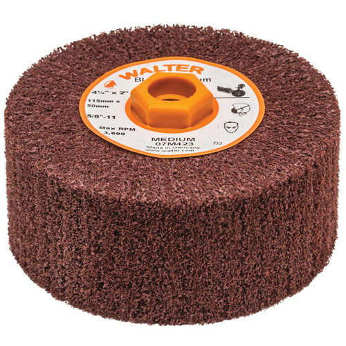 Tambour de conditionnement de surface Blendex, 4-1/2" dia. x 2" la, 5/8"-11 Arbre, Grain Moyen Cam Industrial