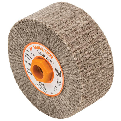 Blendex Surface Conditioning Drum, 4-1/2" Dia. x 2" W, 5/8"-11 Arbor, Fine Grit Cam Industrial