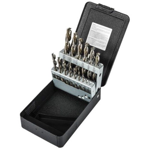 Jeu de forets courts, 15 morceaux, Acier rapide Cam Industrial