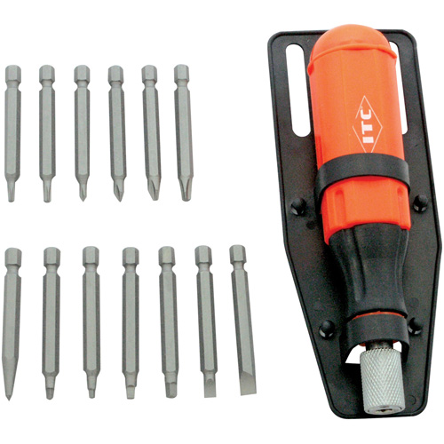 15-Piece Multi-Bit Screwdriver Set, Plastic Handle Cam Industrial