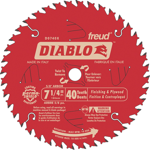 Lames de scie pour entrepreneur - Lames de scie finition, 7-1/4", 40 dents, Pour Bois Cam Industrial