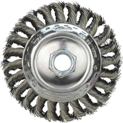 Bevel Knot Brush, 4" Dia., 0.023" Fill, 5/8"-11 Arbor Cam Industrial