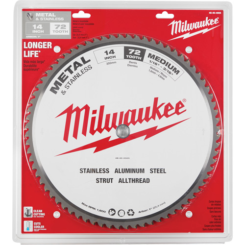 Endurance&reg; Circular Saw Blade, 14", 72 Teeth, Metal Use Cam Industrial