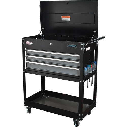 Utility Cart, 4 Drawers, 18" L x 33" W x 39" H, Black Cam Industrial