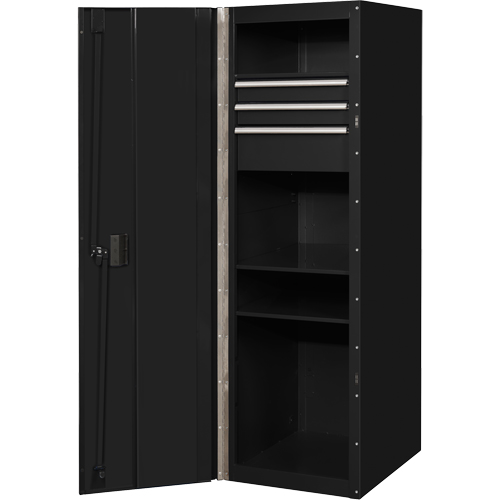 RX Series Side Cabinet, 3 Drawers, 19" W x 25" D x 61" H, Black Cam Industrial