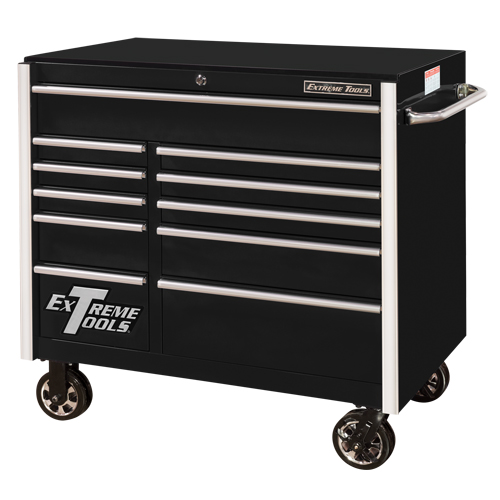 Armoire roulante pour outils s&eacute;rie RX, 11 tiroirs, 41-1/2" la x 25-1/2" p x 40-1/2" h, Noir Cam Industrial