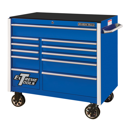 RX Series Rolling Tool Cabinet, 11 Drawers, 41-1/2" W x 25-1/2" D x 40-1/2" H, Blue Cam Industrial
