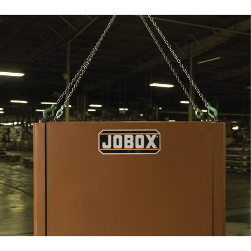 Coffre de chantier et surface de travail sur le terrain, 33" la x 63" p x 80" h, Acier, Rouge Cam Industrial