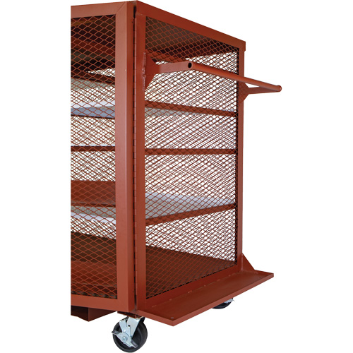Mobile Mesh Cabinet, Steel, 37 Cubic Feet, Red Cam Industrial