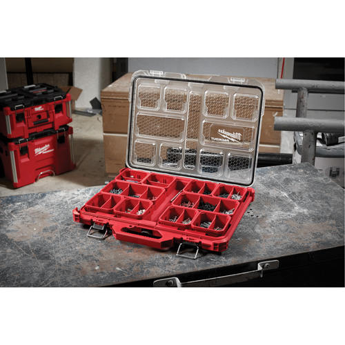 Packout Low-Profile Organizer, 19-3/4" x 16-2/5" x 2-1/2", Black/Red Cam Industrial