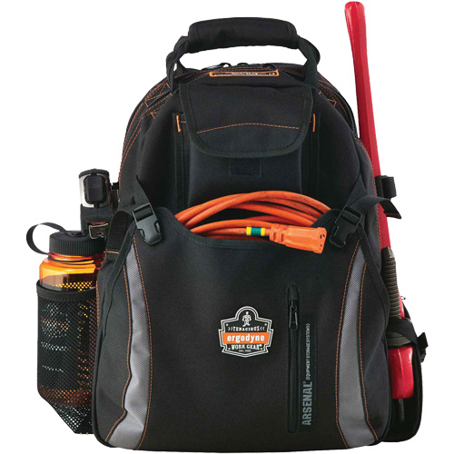 Arsenal&reg; 5843 Tool Backpack, 13-1/2" L x 8-1/2" W, Black, Polyester Cam Industrial