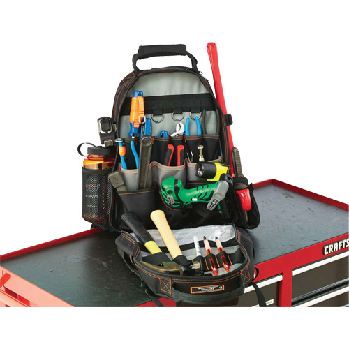 Arsenal&reg; 5843 Tool Backpack, 13-1/2" L x 8-1/2" W, Black, Polyester Cam Industrial