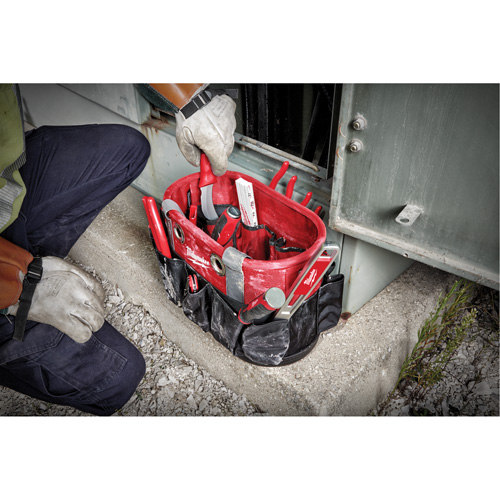 Utility Oval Bag, Ballistic Nylon, 24 Pockets, Black/Red Cam Industrial