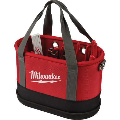 Aerial Utility Oval Bag, Ballistic Nylon, 14 Pockets, Black/Red Cam Industrial