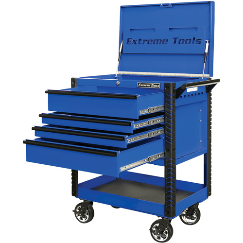 EX Deluxe Series Tool Cart, 4 Drawers, 22-7/8" L x 33" W x 44-1/4" H, Blue Cam Industrial