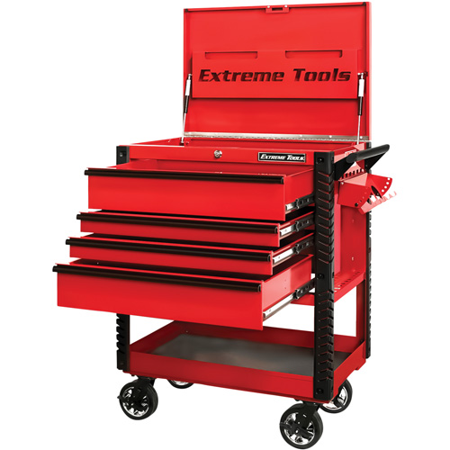 EX Deluxe Series Tool Cart, 4 Drawers, 22-7/8" L x 33" W x 44-1/4" H, Red Cam Industrial