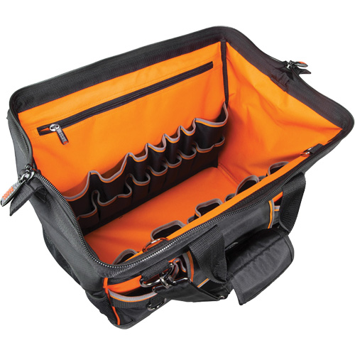Tradesman Pro Wide-Open Tool Bag, Ballistic Nylon, 42 Pockets, Black Cam Industrial