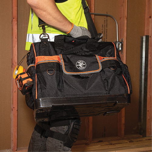 Tradesman Pro Wide-Open Tool Bag, Ballistic Nylon, 42 Pockets, Black Cam Industrial
