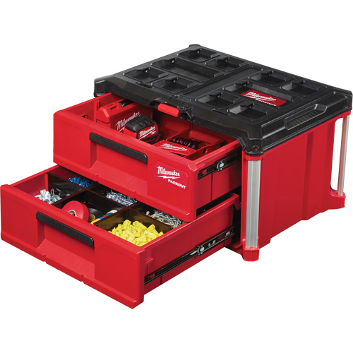 Packout 2-Drawer Tool Box, 16-1/3" x 14-1/3" x 22-1/5", Red Cam Industrial