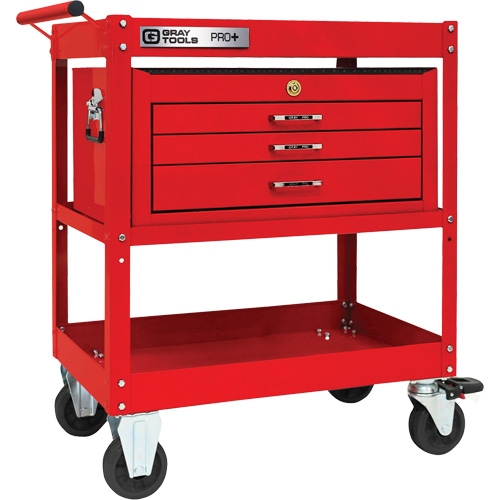 PRO+ Series Heavy-Duty Utility Cart with Intermediate Chest, 2 Tiers, 30-1/5" x 38-1/3" x 19-1/2" Cam Industrial
