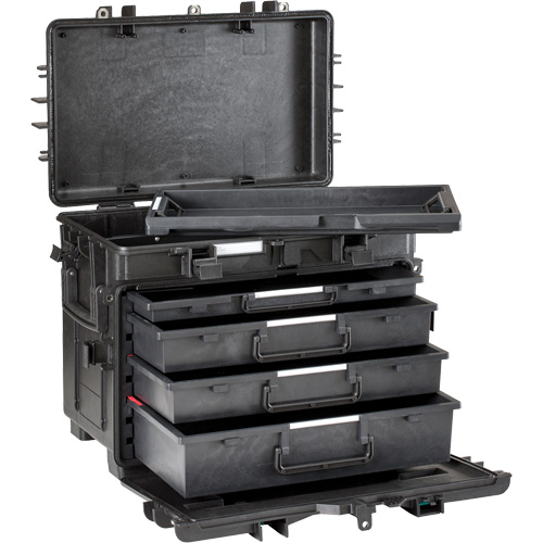 Military Mobile Tool Chest With Drawers, 4 Drawers, 22-4/5" W x 15" D x 18" H, Black Cam Industrial
