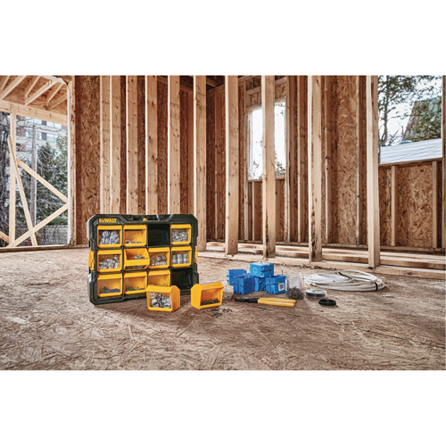 Flip-Bin Organizer, 3-7/8" W x 17-3/4" D x 13-7/8" H, Black/Yellow Cam Industrial