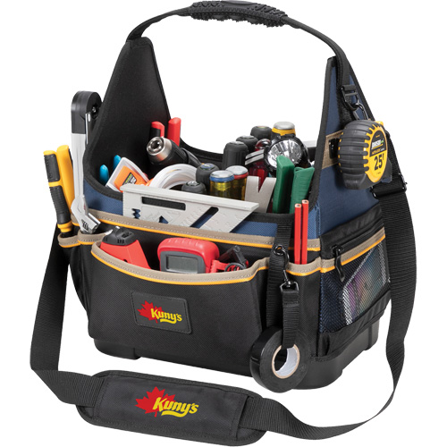 Porte-outils &eacute;lectrique/CHVAC &agrave; base moul&eacute;e, Polyester balistique, 20 pochettes, Noir/Bleu Cam Industrial