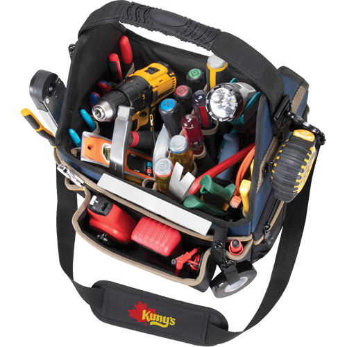 Porte-outils &eacute;lectrique/CHVAC &agrave; base moul&eacute;e, Polyester balistique, 20 pochettes, Noir/Bleu Cam Industrial