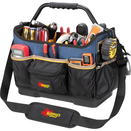 Boîte &agrave; outils ouverte &agrave; base moul&eacute;e, Polyester balistique, 17 pochettes, Noir/Bleu Cam Industrial