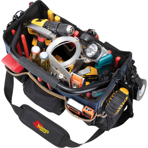 Boîte &agrave; outils ouverte &agrave; base moul&eacute;e, Polyester balistique, 17 pochettes, Noir/Bleu Cam Industrial