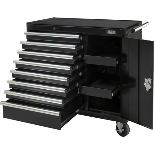 Industrial Tool Cart, 8 Drawers, 44-3/10" W x 21-1/10" D x 36-7/10" H, Black Cam Industrial
