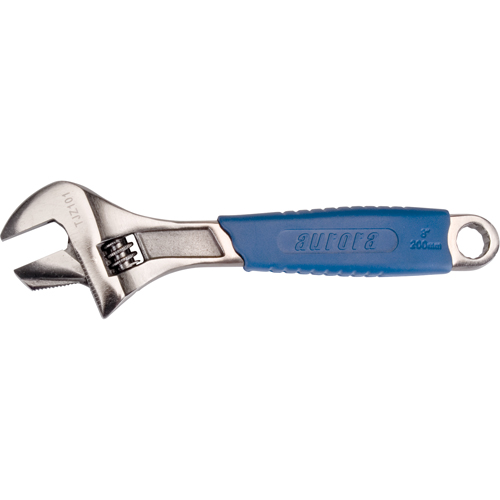 Adjustable Wrench, 8" L, 1-1/4" Max Width, Black Cam Industrial