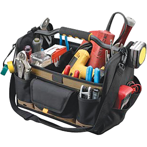 Sacs &agrave; outils souple &agrave; dessus ouvert de 14", Polyester, 21 pochettes, Beige Cam Industrial