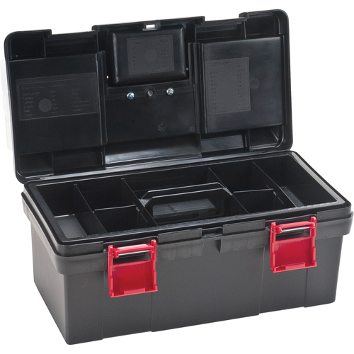 Plastic Tool Box, 17-1/2" W x 9-1/2" D x 8" H, Black Cam Industrial